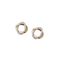 Gold Twisted Hollow Circle Crystal Pave Stud Earrings view 5
