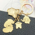 Blue and Pink Baby Elephant Footprint Metal Keychain Pair view 4