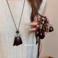 Brown Wood Look Pendant Necklaces In Three Shapes Jewelry Design view 1