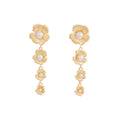 Gold and Silver Daisy Pearl Look Long Dangle Earrings view 5