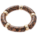 Tube Acrylic Stretch Bracelets Gold Spacers Leopard Gold view 5