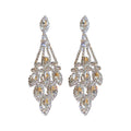 Silver Tone Crystal Leaf Chandelier Drop Earrings for Women view 5