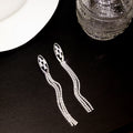 Silver Rhinestone Long Tassel Drop Earrings 11 Styles view 7