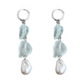 Silver Tone Blue Crystal And White Pearl Long Drop Earrings view 5