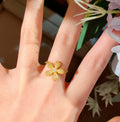 Adjustable Chain Flower Crystal Rings Four Color Styles view 7