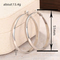 Silver Tone Extra Large Slim Oval Statement Hoop Earrings view 4