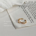 Gold-Tone Crossed Band Open Adjustable CZ Fashion Ring view 1