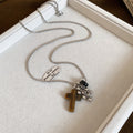 Silver Tone Stone Pendant Necklaces in Five Geometric Shapes view 5
