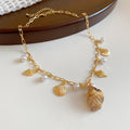 Coastal Shell and Starfish Charm Necklace with Pearl Accents view 6