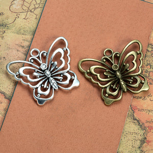 Layered Openwork Butterfly Metal Pendant Charm For Jewelry Making
