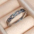 Silver Open Chain Link Adjustable Couple Finger Rings view 7