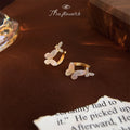 Gold Tone White Butterfly Clear Stone Huggie Hoop Earrings view 3