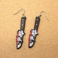 Black Red Floral Knife Novelty Hook Earrings in Ten Designs view 4