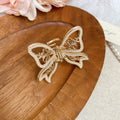 Gold Rhinestone Filigree Openwork Bow Hair Claw Clip view 6