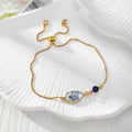 Gold Tone Pressed Flower Crystal Slider Bracelets in Fifteen Designs view 6