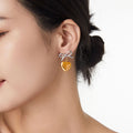 Bow Heart Drop Stud Earrings Gold Steel And Two-Tone view 4