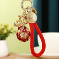 Red Fortune Strap Keychains with Seven Pouch Ingot and Deity Motifs view 2