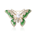 Enamel Butterfly Brooch with Pearl Center and Crystals view 2
