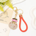 Rhinestone Plum Blossom Lucky Bag Keychain Gold Metal Cord view 12