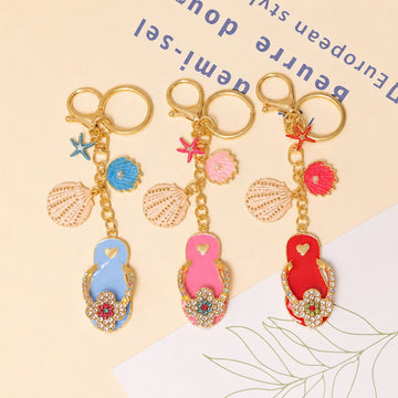 Rhinestone Flip Flop Beach Keychain Shell Starfish Charms
