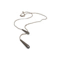 Silver Snake Chain Lariat Necklace Dual Teardrop Pendants view 5
