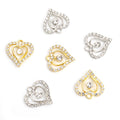 Crystal-Accented Gold Silver Heart Alloy Charms in 2 Styles view 2