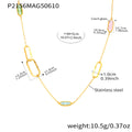 Long Gold Link Chain Necklace Czech Glass Oval Stations view 8