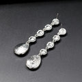 Silver Tone Crystal Circle Chain Crystal Metal Dangle Earrings view 4