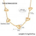 Open Heart Chain Necklace Bracelet Stainless Gold Silver Two-Tone view 6