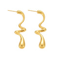 Elongated Oval Drop Earrings in Gold Silver and Two Tone view 5