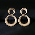 Textured Gold Double Open Ring Statement Stud Earrings view 4