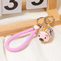 Rhinestone Beaded Pig Keychain Gold Clasp Multicolor Cord Options view 12