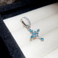 Silver Tone Crystal Cross Clip Earrings in Two Styles view 1