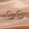 Textured Twist C-Shaped Hoop Earrings in Gold and Silver Tone view 3