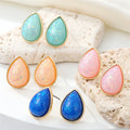 Gold Tone Opal Effect Teardrop Stud Earrings in Five Colors view 1