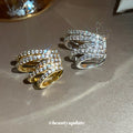Layered Crystal Band Single Ear Cuff in Two Metal Tones view 2