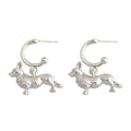 Silver-Tone Textured Corgi Dog Charm Huggie Hoop Earrings view 5
