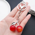 Red Yellow Gradient Resin Cherry Metal Clasp Keychain Set view 3