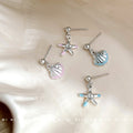 Silver-Tone Mismatched Starfish Shell Drop Earrings view 3