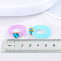 Chunky Translucent Resin Heart Crystal Statement Rings in Five Colors view 2