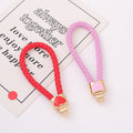 Heart Braided Cord Key Fob Gold Tone Metal Cap 7 Colors view 1