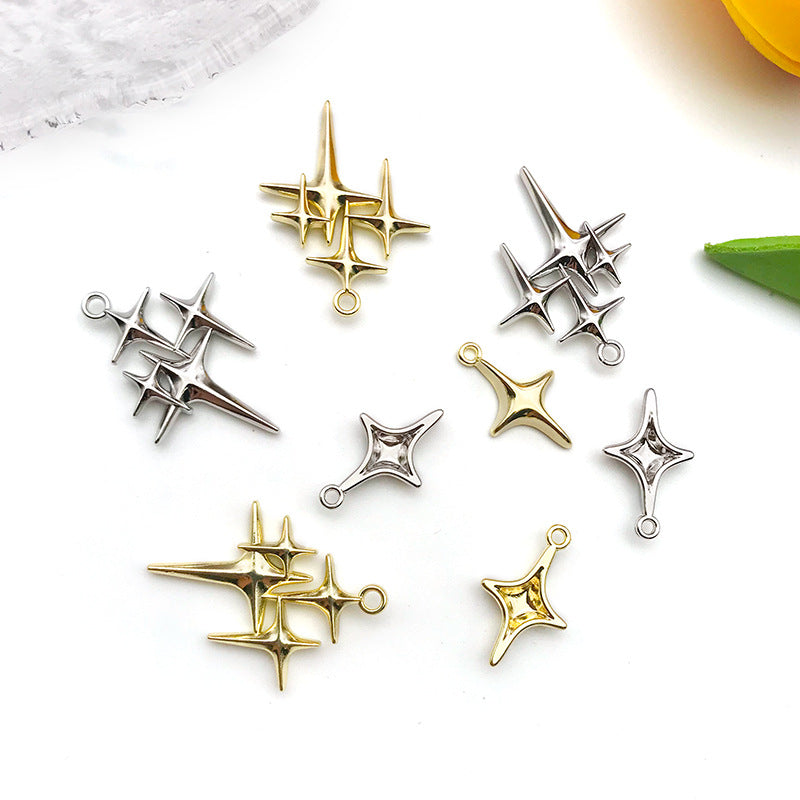 Antique Silver Zinc Alloy Cross Star Charm Pendant for DIY Bracelet Necklace Keychain