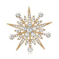 Large Layered Crystal Snowflake Brooch in Gold or Silver Tone view 1