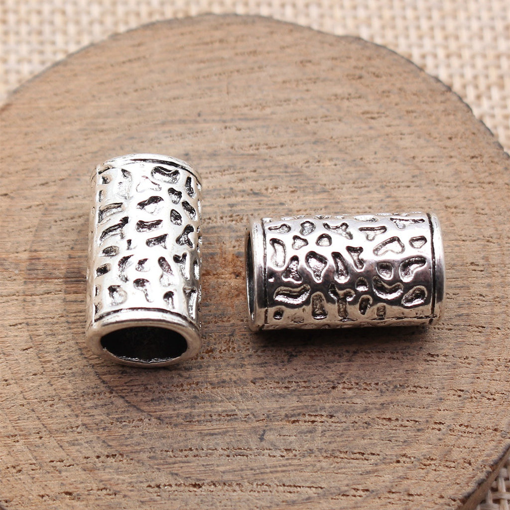 18x11x11mm 4.4g Multicolor Zinc Alloy Irregular Textured Tube Spacer Beads for Dreadlock Jewelry Making