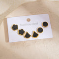 Black And White Geometric Six Piece Stud Earring Sets view 9