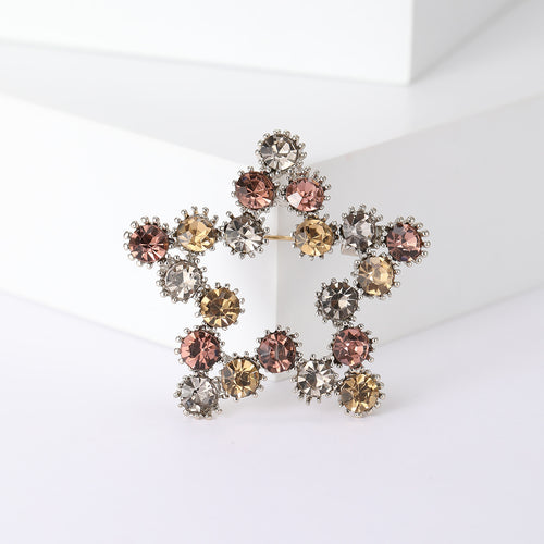 Crystal Star Brooch front view on white background