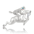 Crystal Rider on Leaping Horse Brooch in Two Metal Tones view 5