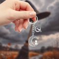 Silver Filigree Crescent Moon Cat Keychain Dual Charm view 4