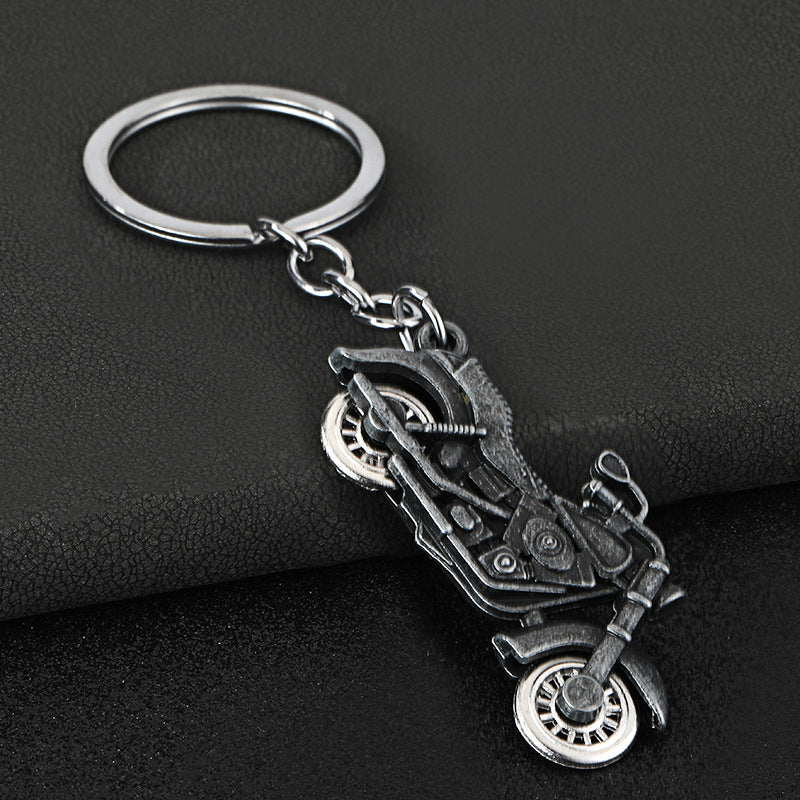 Moving Wheel Motorcycle Metal Keychain Realistic Bike Model Charm
