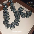Black Beaded Fan Pearl Necklace And Matching Bracelet view 3